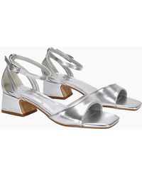 XY London - Ladies Hayley Cut Out Metallic Strappy Low Block Heel Sandals - Lyst