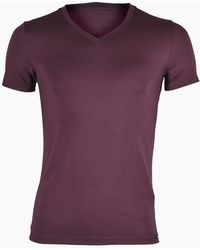 Hom - Tencel Soft V-Neck T-Shirt, Burgundy - Lyst