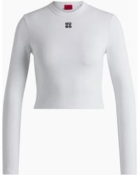 BOSS - Cropped Slim Fit Long Sleeve T-Shirt - Lyst