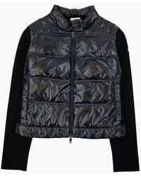 Moncler - High Neck Shell Knit Cardigan 999 - Lyst