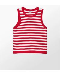 Ro&zo - Stripe Cotton Knit Shell Top - Lyst