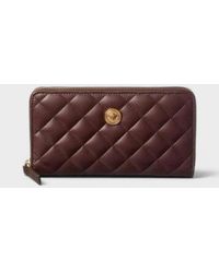 Versace - Logo Medusa Zip Around Wallet Quilted Aubergine - Lyst