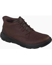 Skechers - Arch Fit Garza Ridley Leather Cocoa Ankle Boots - Lyst