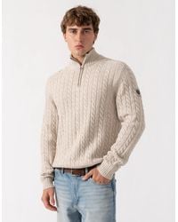Belstaff - Westport Quarter Zip Cable Knit Jumper - Lyst