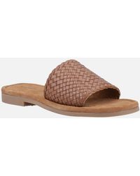 Hush Puppies - Hetty Slide Leather Tan Wide Sandals - Lyst