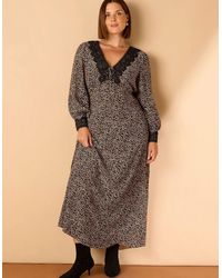 Live Unlimited London - Ditsy Floral Scalloped Lace Midaxi Dress - Lyst