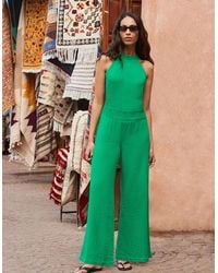 Ro&zo - Shirred Waist Cheesecloth Jumpsuit - Lyst