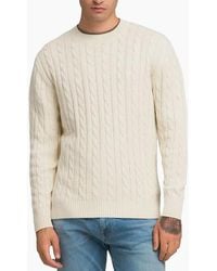 Replay - Cable Knit Jumper Stone - Lyst