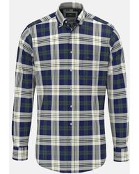 Fynch-Hatton - Washed Oxford Check Button Down Shirt Dark Leaf - Lyst