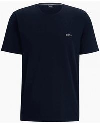 BOSS - Cotton Embroidered Logo Dark T-Shirt - Lyst