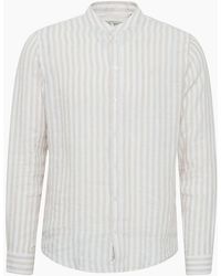 Casual Friday - Anton Linen Stripe Grandad Shirt - Lyst