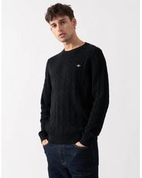 GANT - Cotton Cable Knit Crew Neck Jumper - Lyst