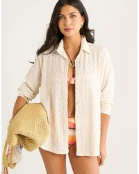 Gini London - Textured Oversized Long Sleeve Shirt - Lyst
