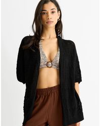 Gini London - Crochet Knit Edge To Edge Cardigan - Lyst