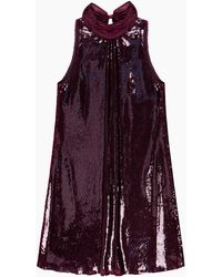 Ro&zo - Freya Wine Sequinned Halterneck Mini Dress - Lyst