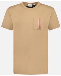 Burberry - 'Ellison' Stripe Embroidery T-Shirt Camel - Lyst