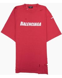Balenciaga - Caps Rip T-Shirt Raspberry - Lyst