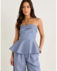 Gini London - Bardot Stripe Peplum Top - Lyst