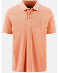 Fynch-Hatton - Contrast Tipped 2-Ply Cotton Polo Shirt Tangerine - Lyst