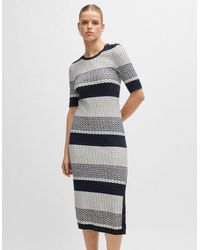 BOSS - Etanah Structured-Stripe Dress - Lyst