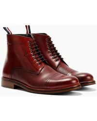 Ben Sherman - Harrington Brush Off Leather Burgundy Boots - Lyst
