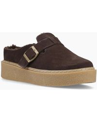 Hush Puppies - Blanche Fur Leather Chocolate Mules - Lyst