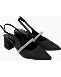 XY London - Ladies Sandie Diamante Sling Back Medium Block Heel Sandals - Lyst