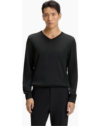 BOSS - V-Neck Long Sleeve Regular Fit Sweater - Lyst