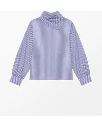 Ro&zo - Stripe Cotton Scarf Shirt - Lyst