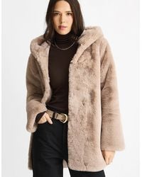 Gini London - Mink Hooded Long Sleeve Faux Fur Jacket - Lyst