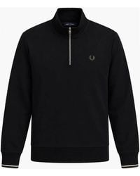 Fred Perry - Half Zip Sweatshirt/Ecru/Laurel Wreath - Lyst
