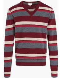 DIESEL - Striped V-Neck Jumper - Lyst