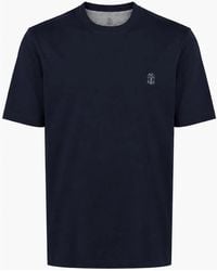 Brunello Cucinelli - Logo Print Cotton Jersey T-Shirt - Lyst
