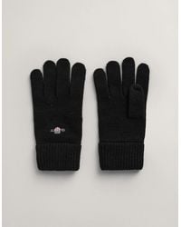 GANT - Black Shield Wool Gloves 9930003 005 - Lyst