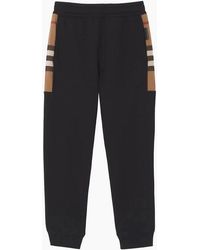 Burberry - Check Panel Jogging Pants - Lyst