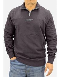 Weekend Offender - Sweatshirt Quarter Zip Pullover Plain Jumper Cotton - Lyst