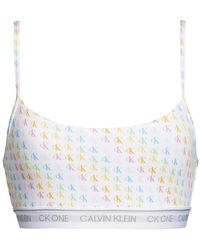 Calvin Klein - Ck One Cotton Modal Blend String Bralette, Pride Colours Mini Ck1 Logo Print - Lyst