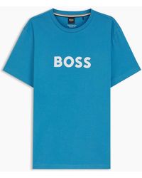 BOSS - Wordmark Printed Logo Crew Neck Short Sleeve T-Shirt - Lyst