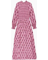 Ro&zo - Check Print Shirred Dress - Lyst