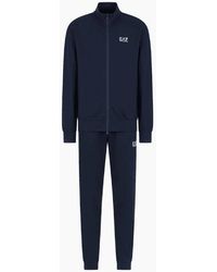 EA7 - Zip Up Funnel Neck Cotton Tracksuit - Lyst