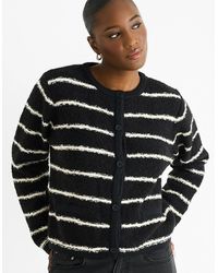 Gini London - Stripe Boucle Recycle Mix Knit Cardigan - Lyst