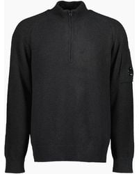 C.P. Company - Polo Collar Quarter Zip Lens Fleece Knit - Lyst