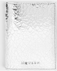 McQueen - Logo Bi-Fold Cardholder Crackled Sliver Metallic - Lyst