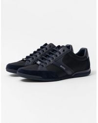 BOSS - Boss Saturn Low Profile Mixed Material Trainers With Suede And Faux Leather Nos - Lyst
