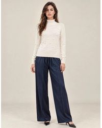 James Lakeland - Cream Floral Roll Neck Jumper - Lyst