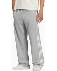adidas - Jogger 3 Stripes Loose Fit Trouser Fleece Tracksuit Bottom Open Hem - Lyst
