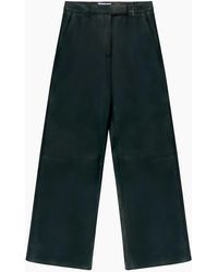 Ro&zo - Petite Dark- Leather Wide-Leg Trousers - Lyst