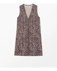 Ro&zo - Petite Leopard Print Denim Zip Front Mini Dress - Lyst