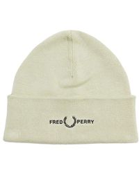 Fred Perry - Graphic Logo Light Oyster Cream Beanie - Lyst