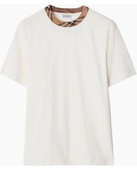 Burberry - Check Trim Relaxed Fit Cotton T-Shirt - Lyst